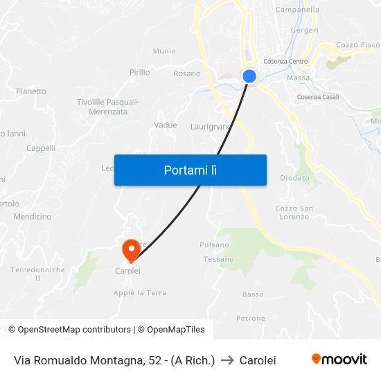 Via Romualdo Montagna, 52 - (A Rich.) to Carolei map