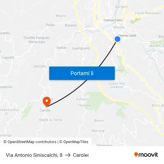 Via Antonio Siniscalchi, 8 to Carolei map