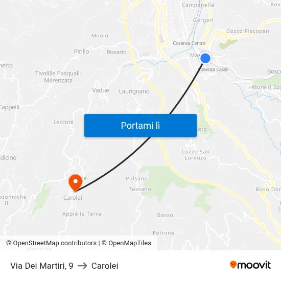 Via Dei Martiri, 9 to Carolei map