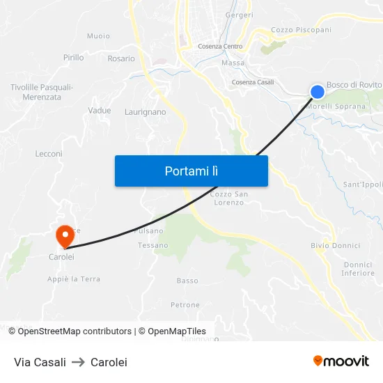 Via Casali to Carolei map