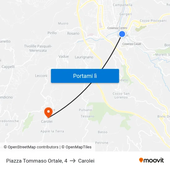 Piazza Tommaso Ortale, 4 to Carolei map