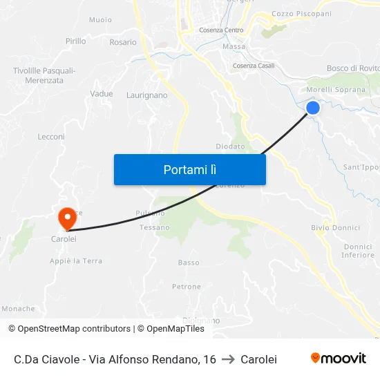 C.Da Ciavole - Via Alfonso Rendano, 16 to Carolei map