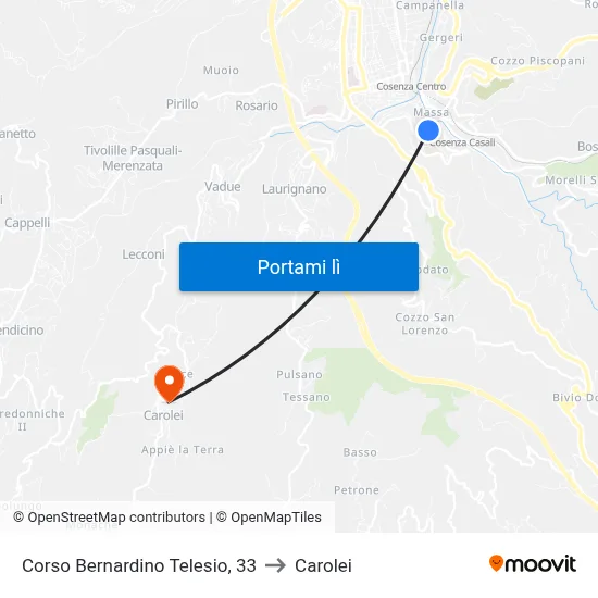Corso Bernardino Telesio, 33 to Carolei map