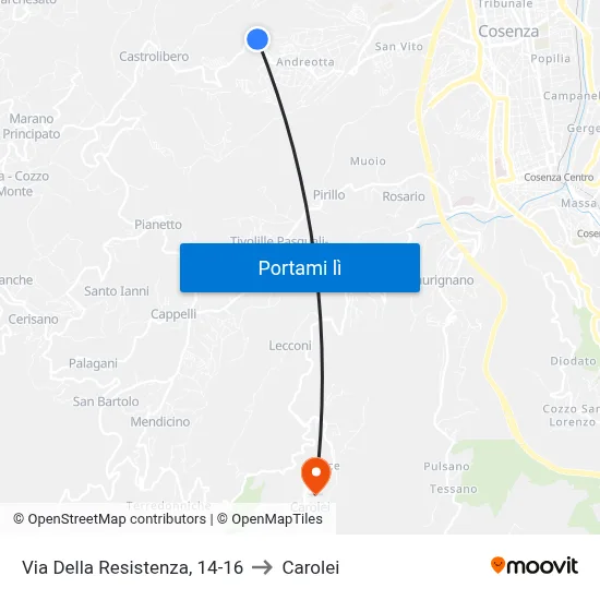 Via Della Resistenza, 14-16 to Carolei map