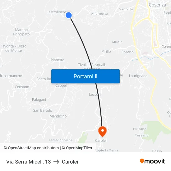 Via Serra Miceli, 13 to Carolei map