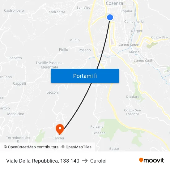 Viale Della Repubblica, 138-140 to Carolei map