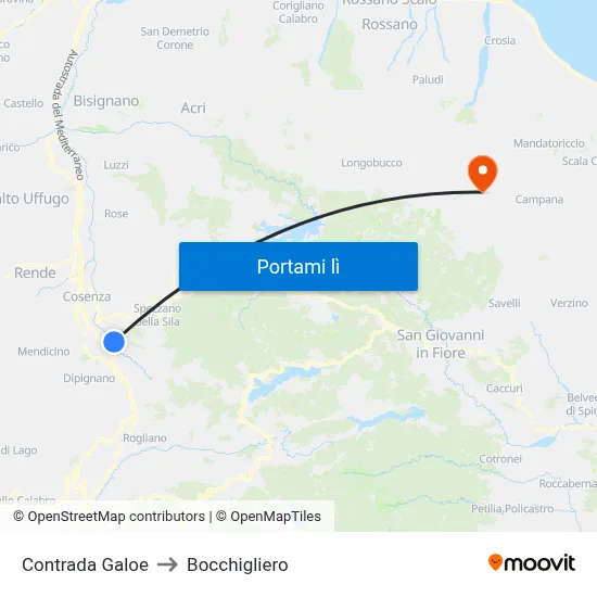 Contrada Galoe to Bocchigliero map