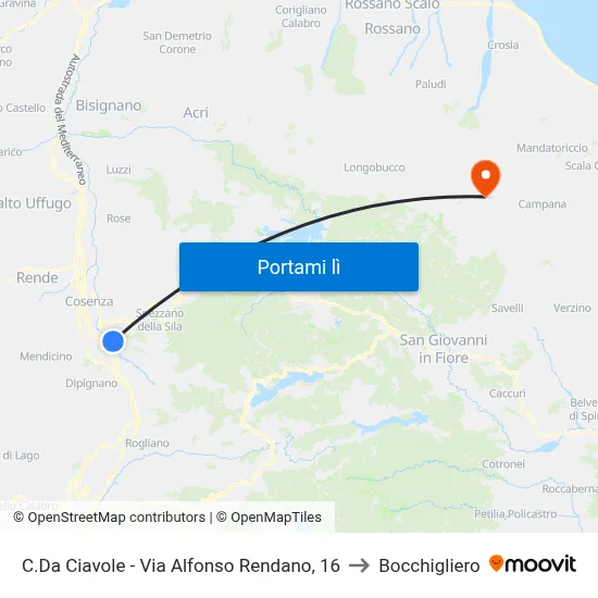 C.Da Ciavole - Via Alfonso Rendano, 16 to Bocchigliero map