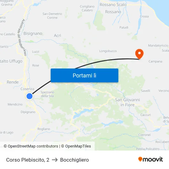 Corso Plebiscito, 2 to Bocchigliero map