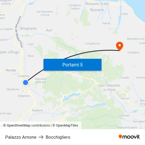 Palazzo Arnone to Bocchigliero map
