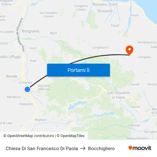 Chiesa Di San Francesco Di  Paola to Bocchigliero map