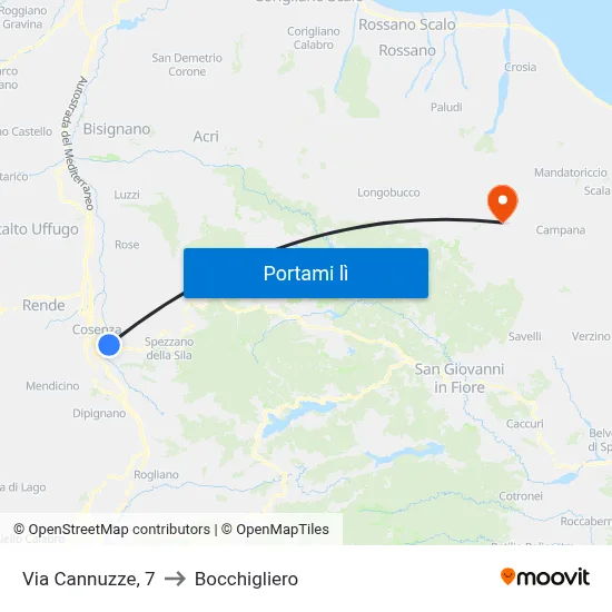 Via Cannuzze, 7 to Bocchigliero map