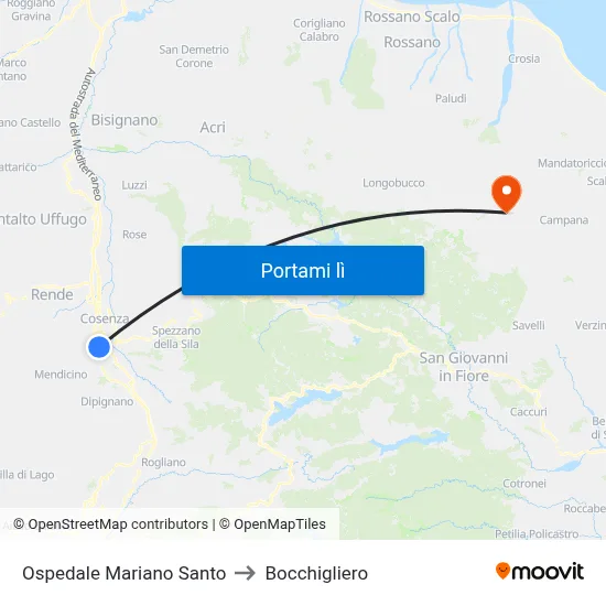 Ospedale Mariano Santo to Bocchigliero map