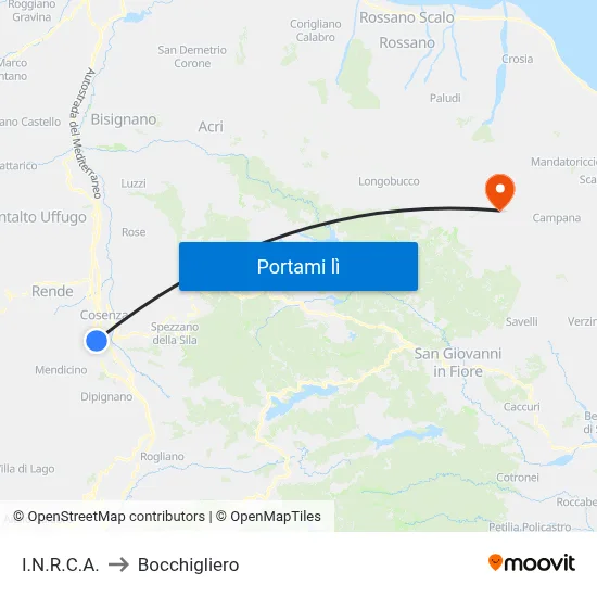 I.N.R.C.A. to Bocchigliero map