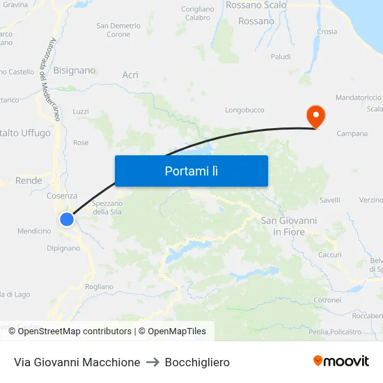 Via Giovanni Macchione to Bocchigliero map