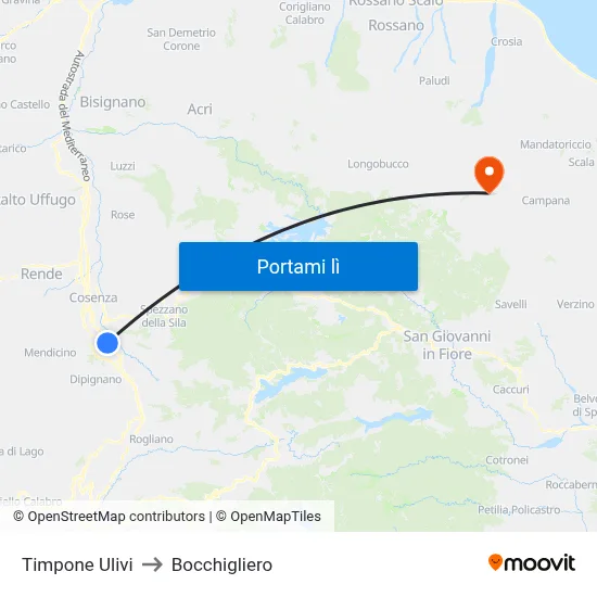 Timpone Ulivi to Bocchigliero map