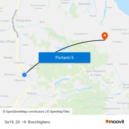 Ss19, 23 to Bocchigliero map