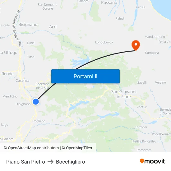 Piano San Pietro to Bocchigliero map