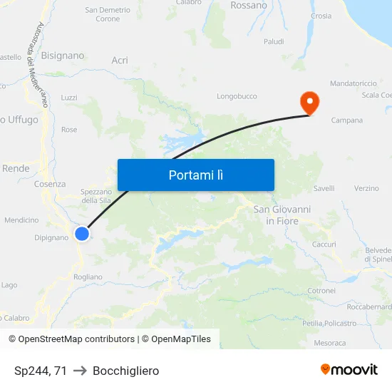 Sp244, 71 to Bocchigliero map