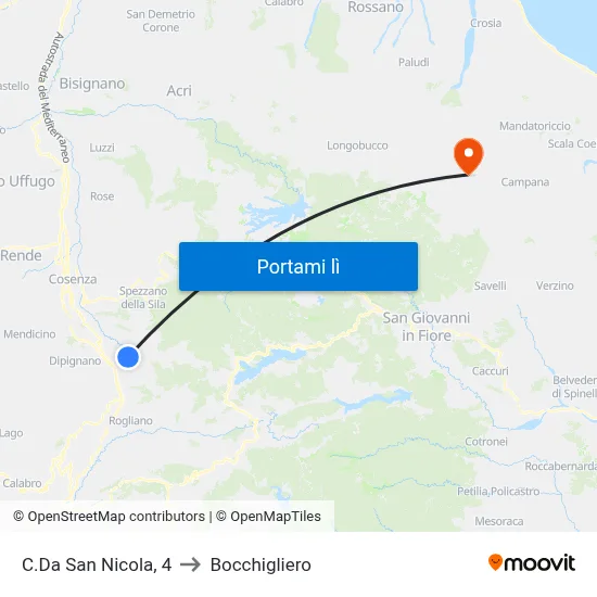 C.Da San Nicola, 4 to Bocchigliero map