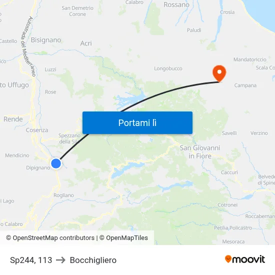 Sp244, 113 to Bocchigliero map