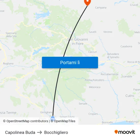 Capolinea Buda to Bocchigliero map