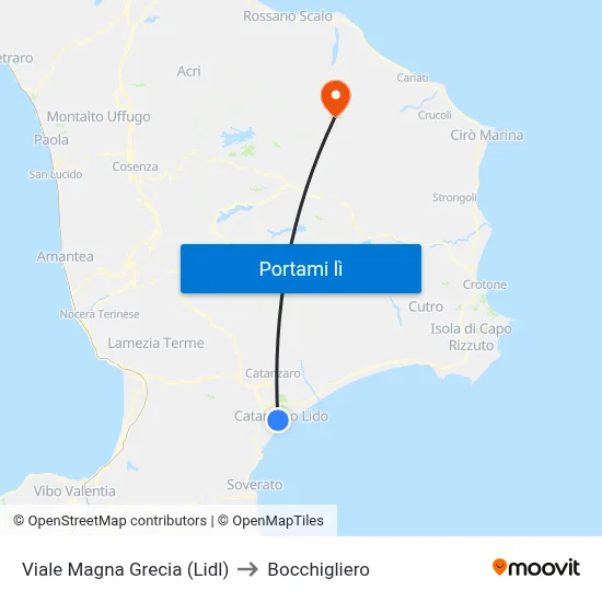 Viale Magna Grecia (Lidl) to Bocchigliero map