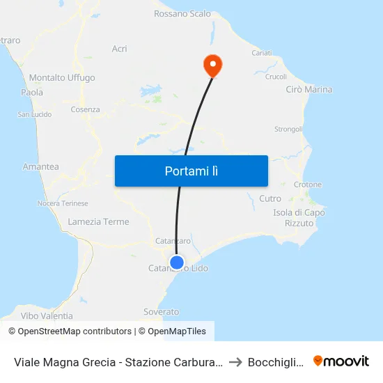 Viale Magna Grecia - Stazione Carburanti Ip to Bocchigliero map