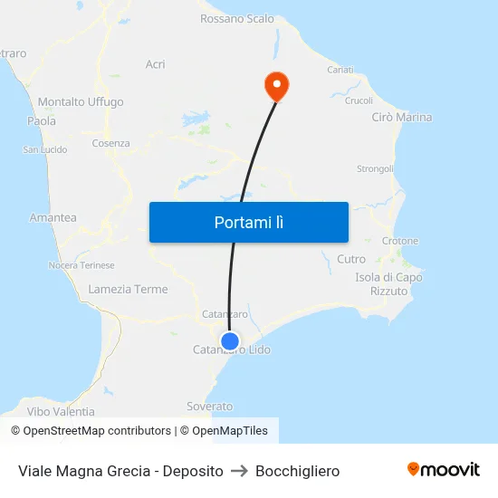 Viale Magna Grecia - Deposito to Bocchigliero map
