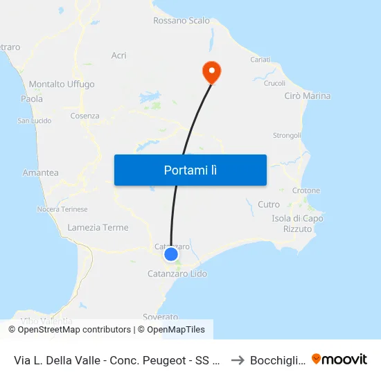 Via L. Della Valle - Conc. Peugeot - SS Due Mari to Bocchigliero map