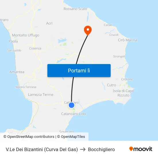 V.Le Dei Bizantini (Curva Del Gas) to Bocchigliero map