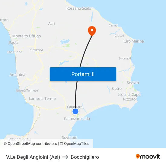 V.Le Degli Angioini (Asl) to Bocchigliero map