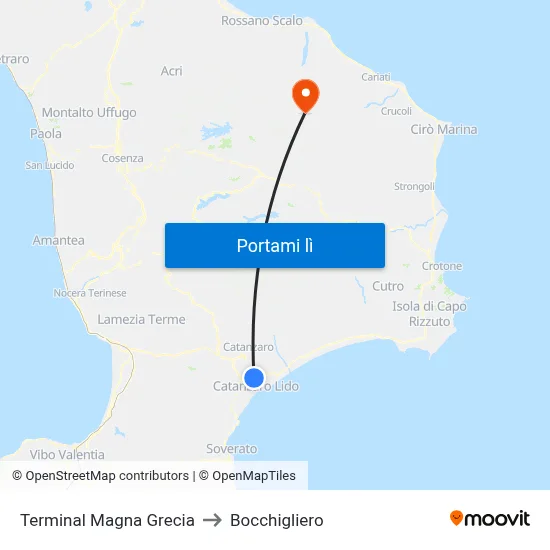 Terminal Magna Grecia to Bocchigliero map