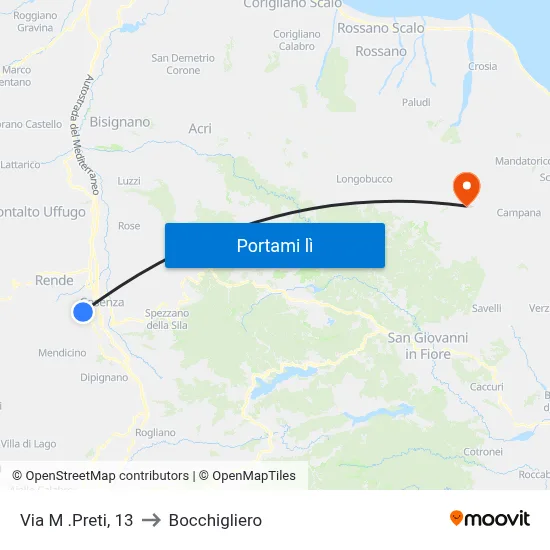 Via M .Preti, 13 to Bocchigliero map
