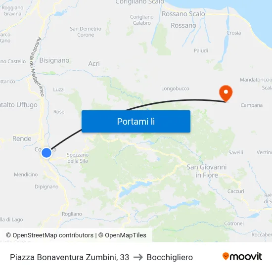 Piazza Bonaventura Zumbini, 33 to Bocchigliero map