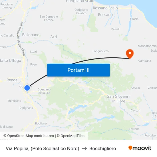Via Popilia, (Polo Scolastico Nord) to Bocchigliero map