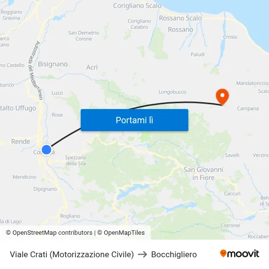Viale Crati (Motorizzazione Civile) to Bocchigliero map