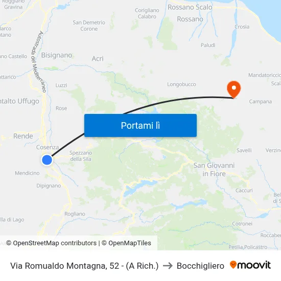 Via Romualdo Montagna, 52 - (A Rich.) to Bocchigliero map