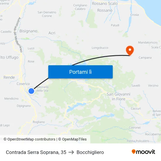Contrada Serra Soprana, 35 to Bocchigliero map