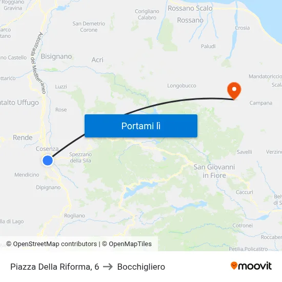 Piazza Della Riforma, 6 to Bocchigliero map