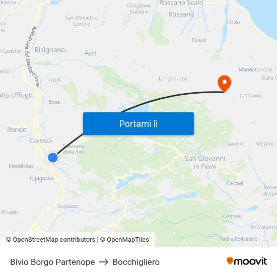 Bivio Borgo Partenope to Bocchigliero map