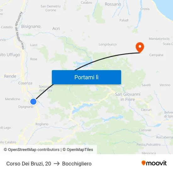 Corso Dei Bruzi, 20 to Bocchigliero map