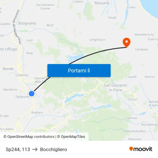 Sp244, 113 to Bocchigliero map