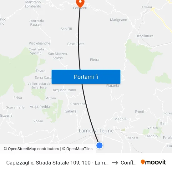 Capizzaglie, Strada Statale 109, 100 - Lamezia Terme to Conflenti map