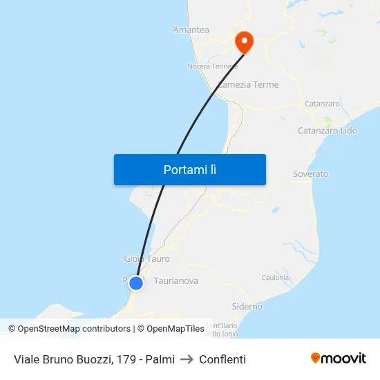 Viale Bruno Buozzi, 179 - Palmi to Conflenti map