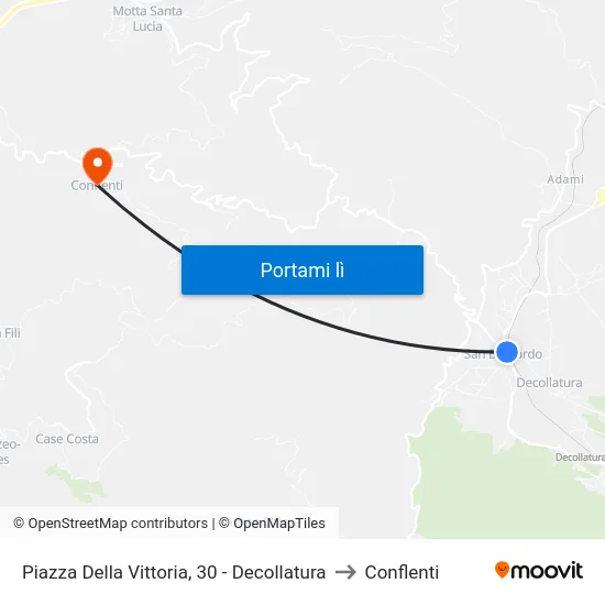 Piazza Della Vittoria, 30 - Decollatura to Conflenti map
