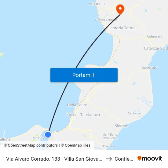 Via Alvaro Corrado, 133 - Villa San Giovanni to Conflenti map