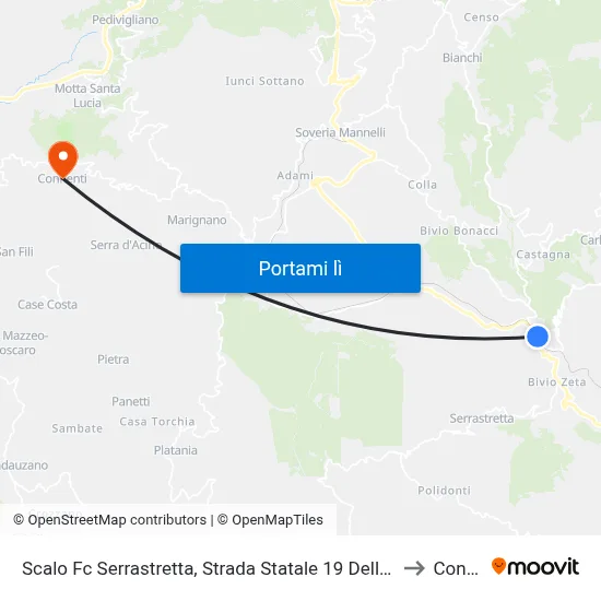 Scalo Fc Serrastretta, Strada Statale 19 Delle Calabrie, 25 - Carlopoli to Conflenti map