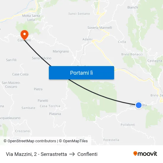 Via Mazzini, 2 - Serrastretta to Conflenti map