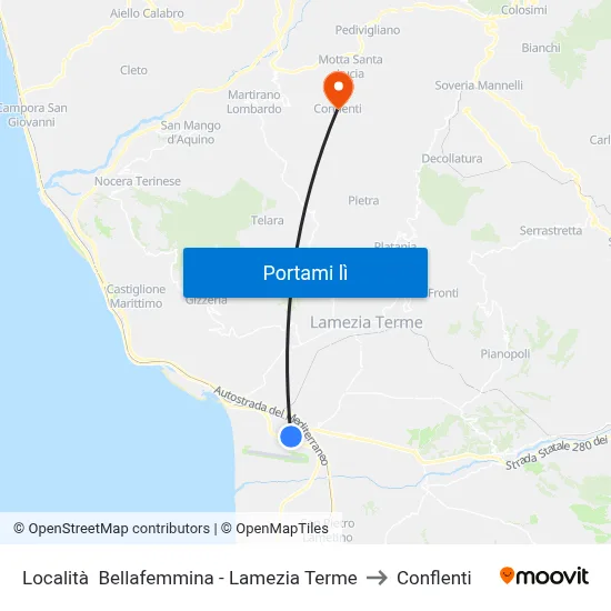 Località  Bellafemmina - Lamezia Terme to Conflenti map